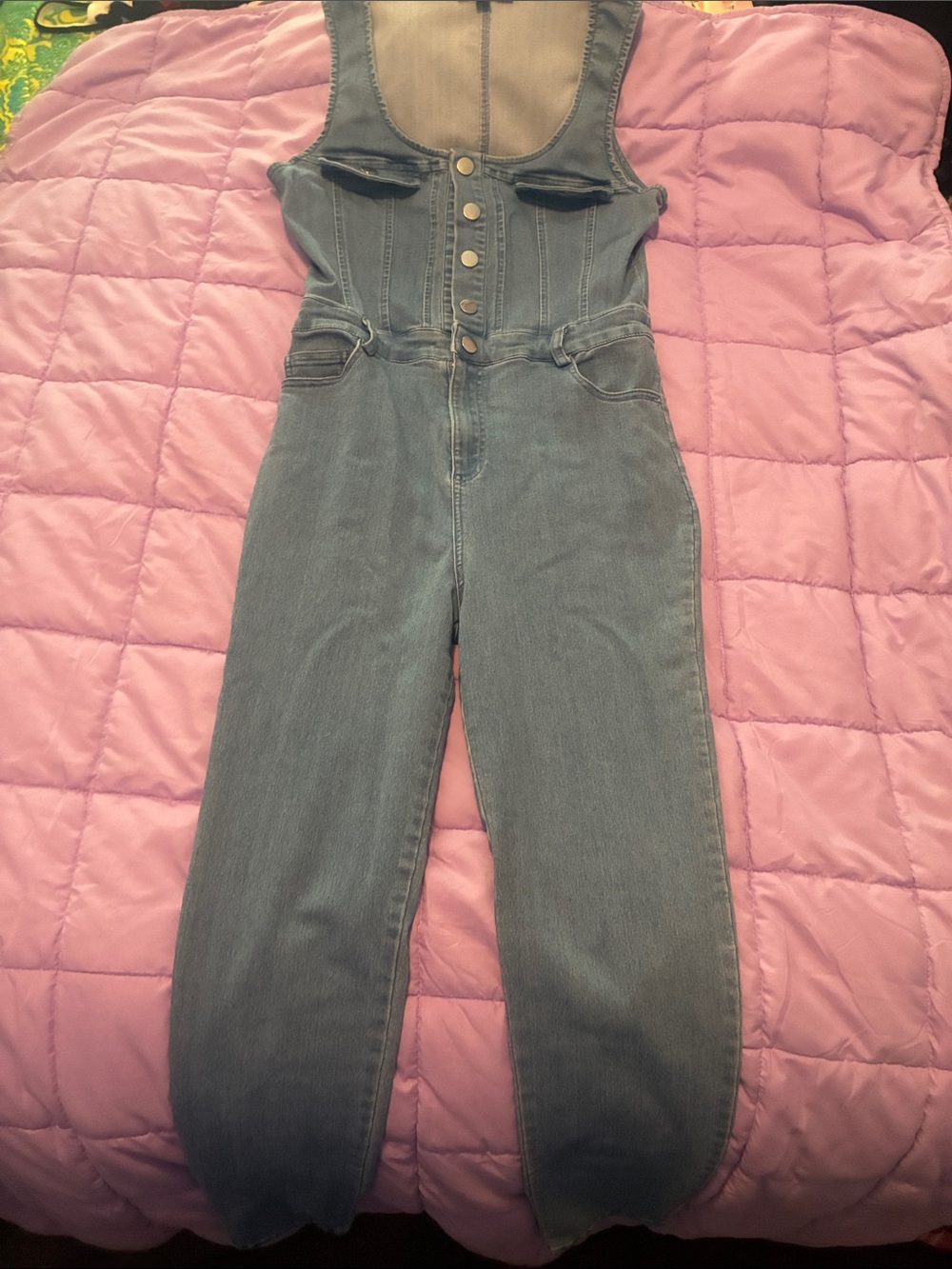 Haute Monde denim sleeveless jumpsuit